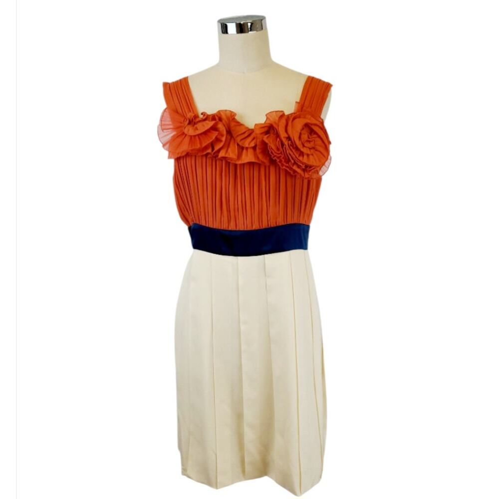 NWT BCBGMAXAZRIA Silk Pleated Bubble Mini Dress 10 Wedding Guest Cocktail Party